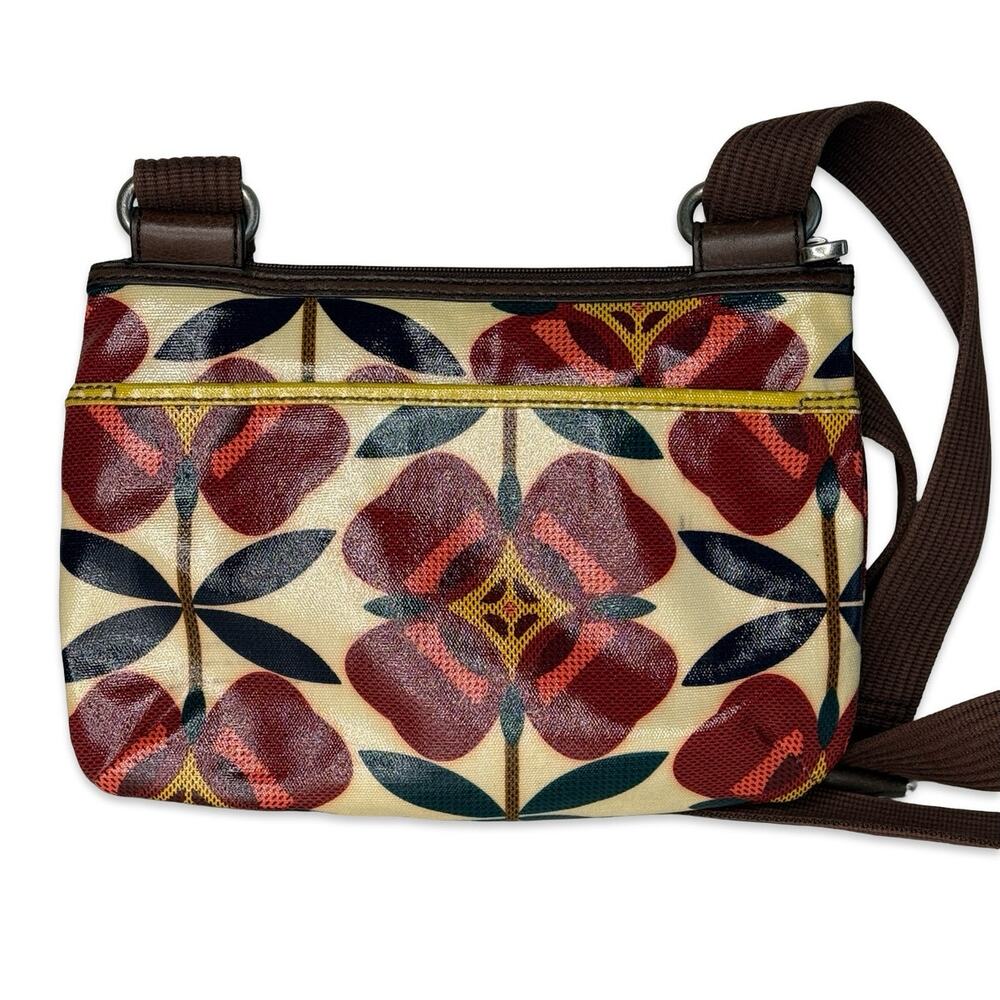 Fossil Retro Floral Crossbody Bag Mod 60s Print Coated Canvas Adjustable Strap - Picture 2 of 14